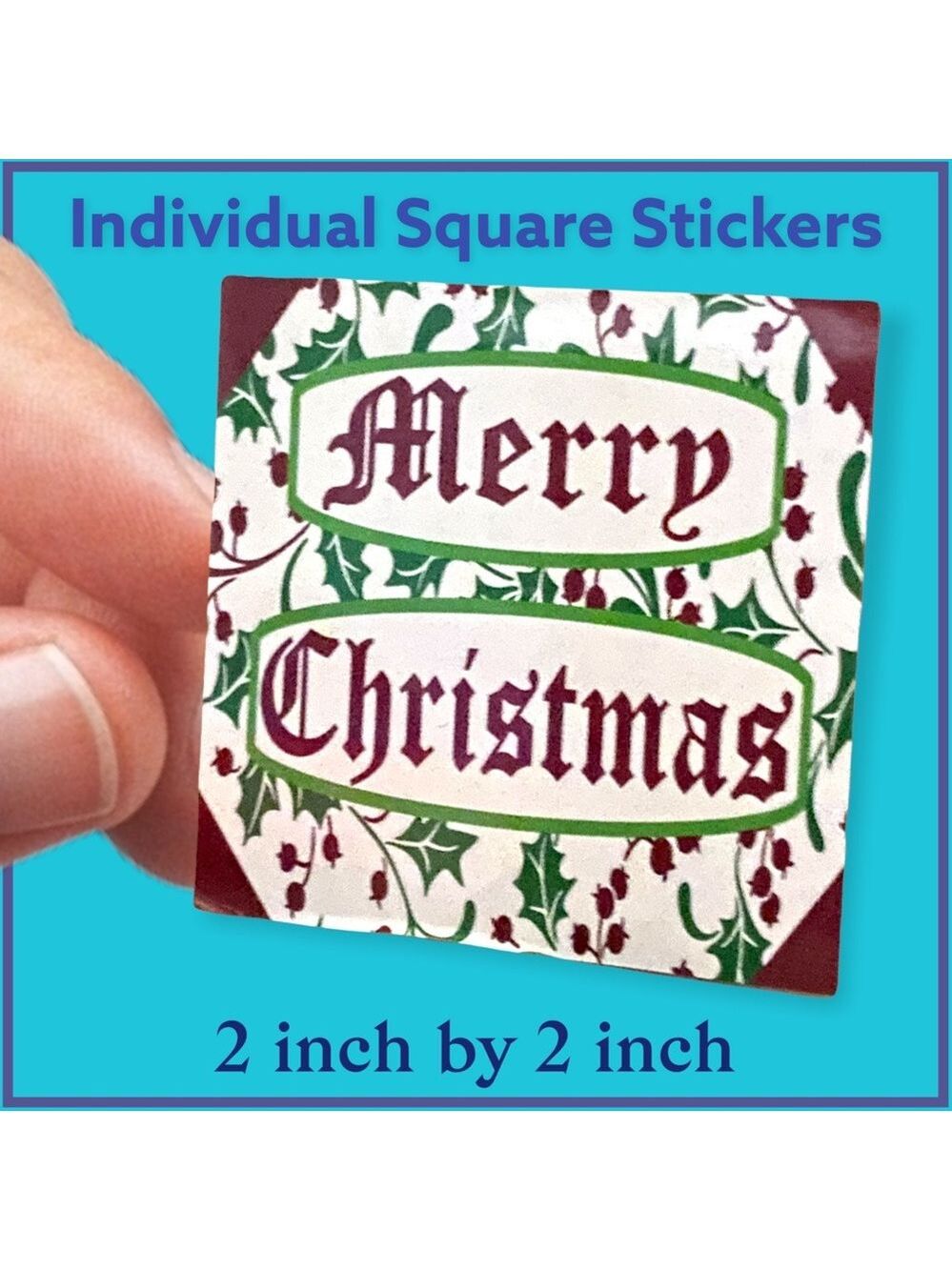 100 (2x2 Inch) Square Stickers, Christmas, High Gloss, Thank You, PRICE IS FIRM